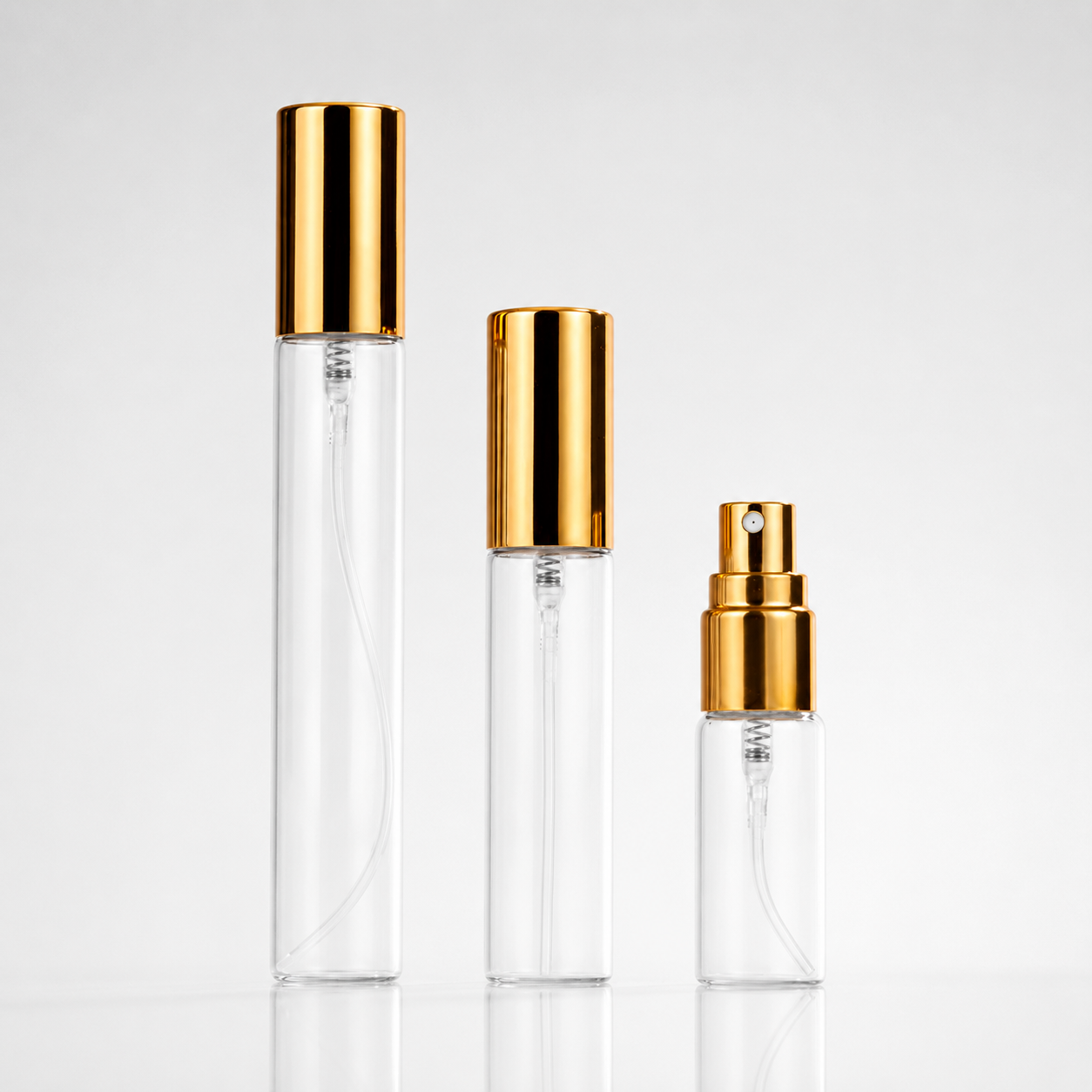Perfume sample atomizers for 2 ml, 5 ml and 10 ml decants